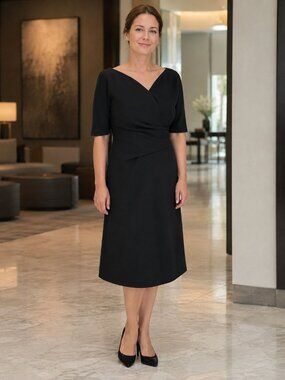 Adolfo Dominguez Black Asymmetric Draped Wrap Dress with Pockets 6 EU 38